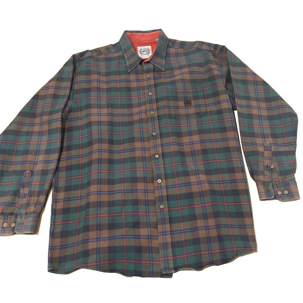 Cinch Brown Green Blue Plaid Long Sleeve Western Cowboy Button Shirt Mens XXL